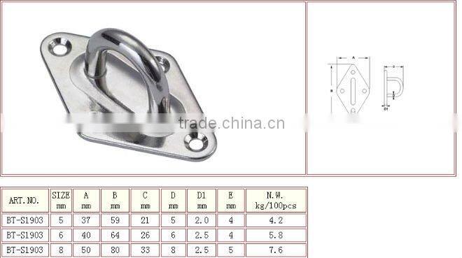 Manufacturer price rigging hardware rhombus stainless steel AISI316/304 diamond eye plate