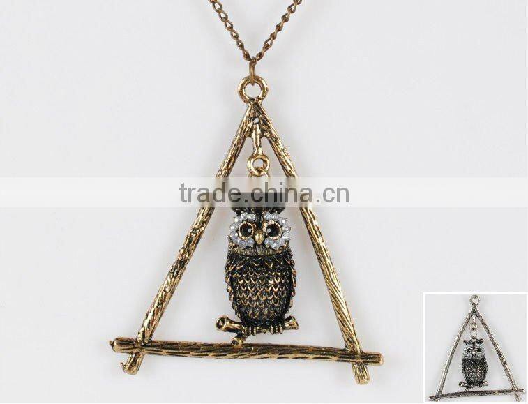 New style cute fashion jewelry vintage silver owl necklace