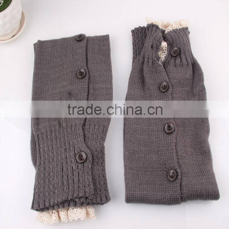 Boot cuff Leg warmer in colors with lace, knitted boot cuffs with button, knee high socks, boot topper, boot cuff accessories