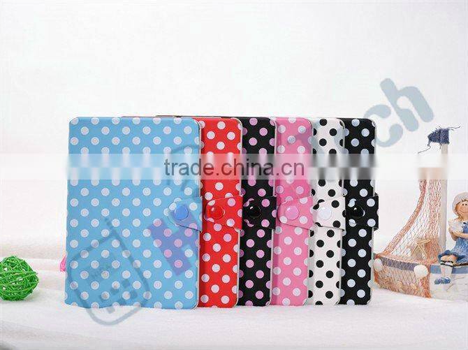 Color Dot Wallet Leather Case for iPad Mini with Buckle,For iPad Mini Dot Book Style Wallet Leather Case,With Card Slot & Buckle