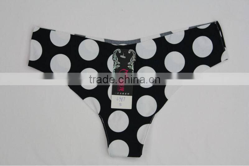One Piece Ladies Sexy Dot Print Seamless Laser Cut Thong