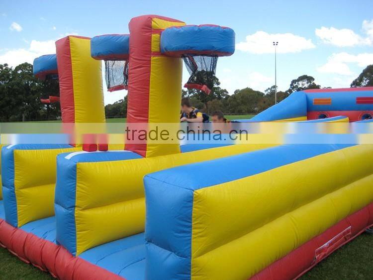 commercial three lane inflatable bungee run with cord n inflatable basketball hoops for sale