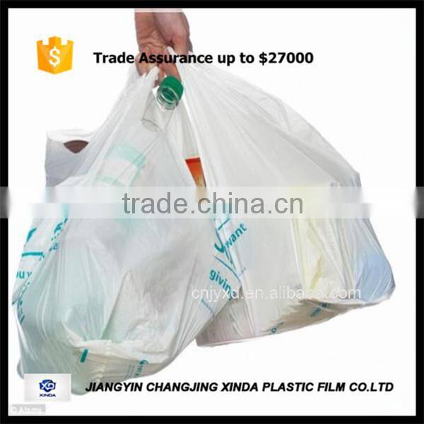 eco friendly biodegradable plastic t shirt bag fruit packing bag for supermarket/grocery