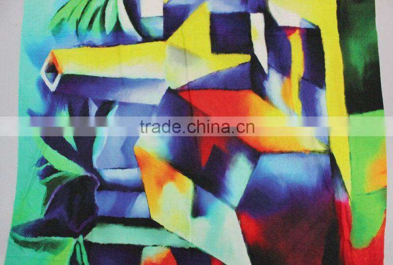 100% wool digital printing scarf 140*200+0.5*2