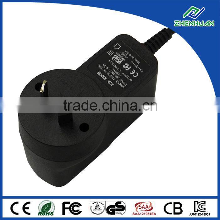AC/DC power supply 15V 0.2A yhi power adaptor with SAA CE FCC