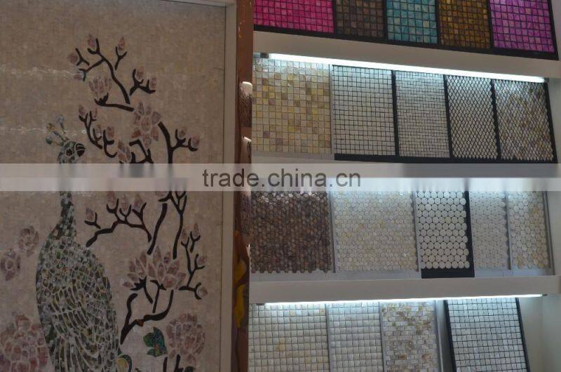 Gold lip mother of pear shell(MOP) mosaic panel for wall and decoration