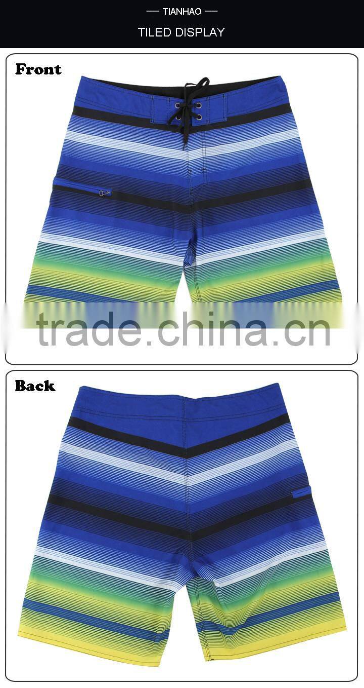 Mens Polyester Board Shorts with Colorful Stripe