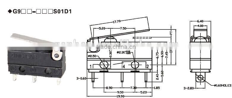 G9 sealed subminiature micro switch IP67
