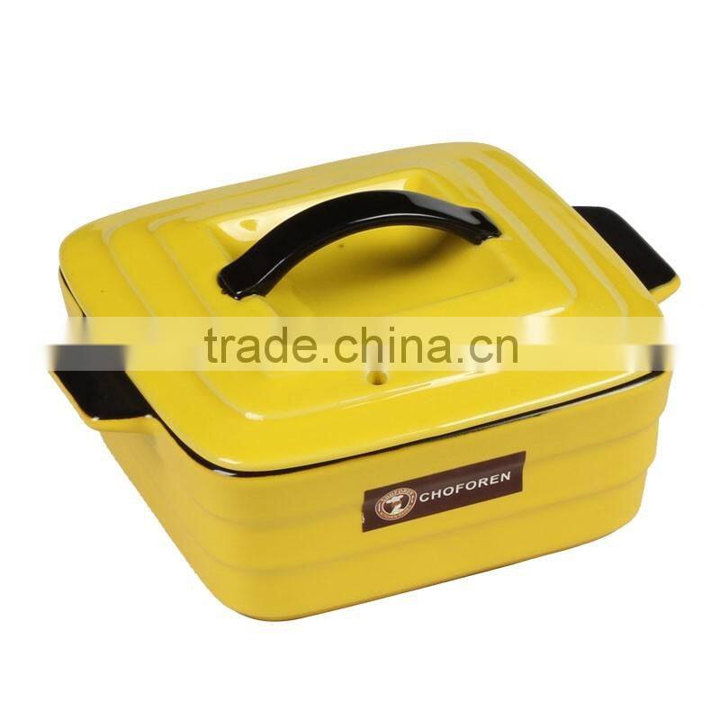 square heat resistance ceramic tureen for directly fire