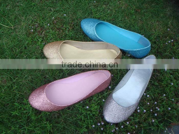 Gold glitter material women gender hot-sell flat dance jazz shoes