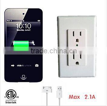 usb wall socket 15A 125V 2.1A usb outlet