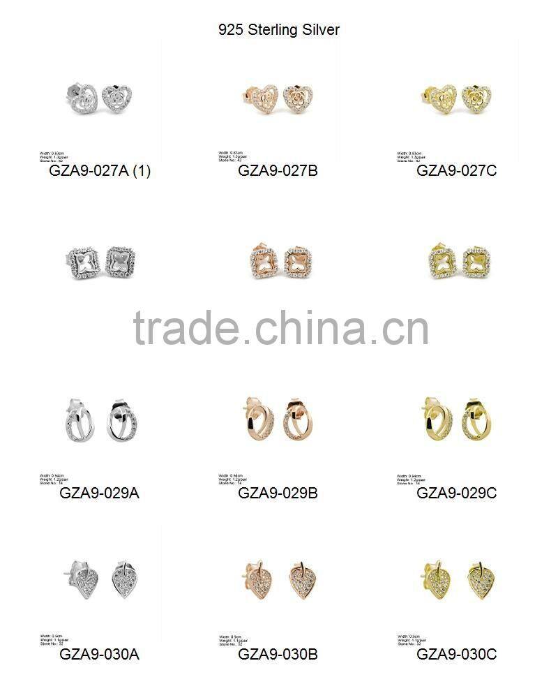 GZA9-023 Yellow Gold Rose Gold Plated Hot Sell Silver Jewelry Rhodium Snow Star Design