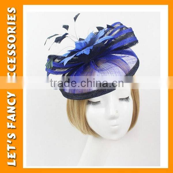 PGHD0652 Bridal design satin flower headband with veil fascinator hair decoration