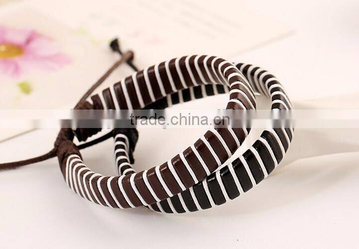 2016 Handmade Rope Bangle Cow Leather Bracelet For Couples