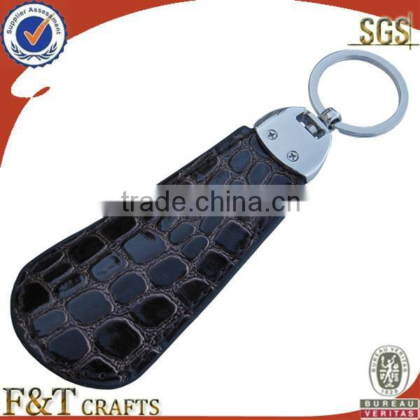 zinc alloy plain real leather custom shape keychain with strap for men