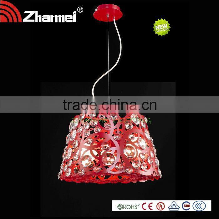 Red Modern Metal and Crystal E27 Pendant Lamp,Hanging Lamp