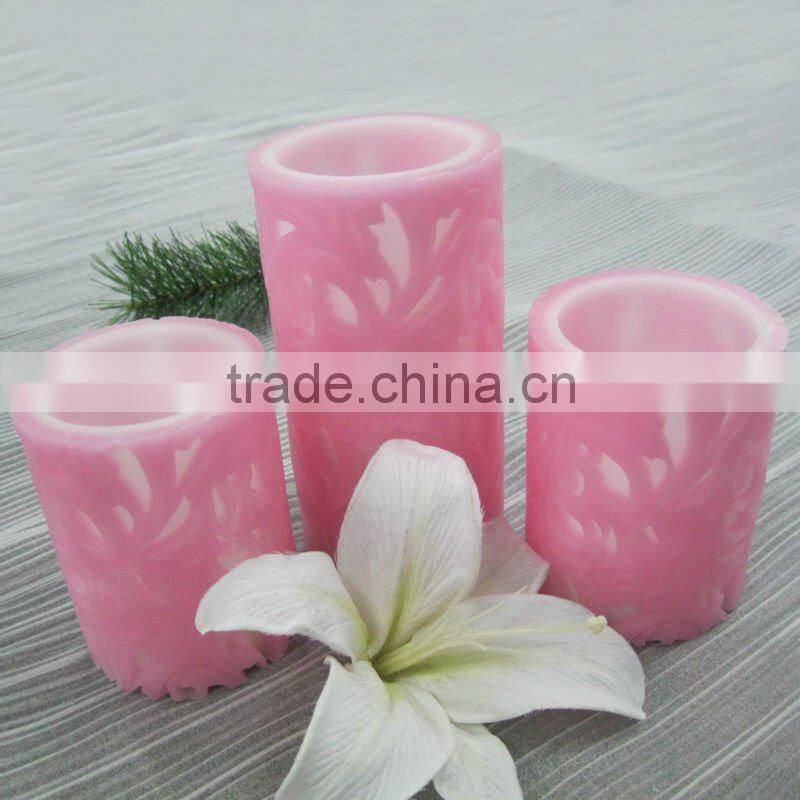 amber flickering Flameless Pillar Carven Wax Scented LED Candles