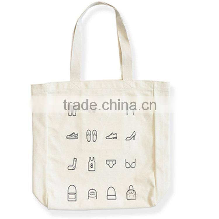 2015 new arrival daily cotton shopping bag white portable recyclable shopping cotton bag