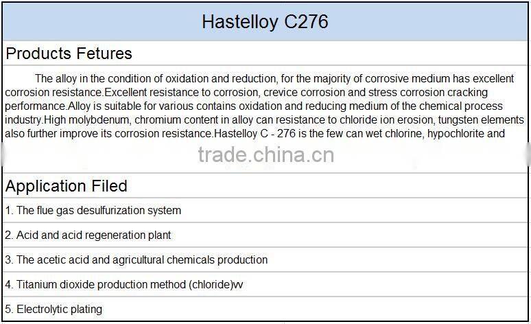 China supplier Nickel alloy Hastelloy C276 NICrMo alloy products