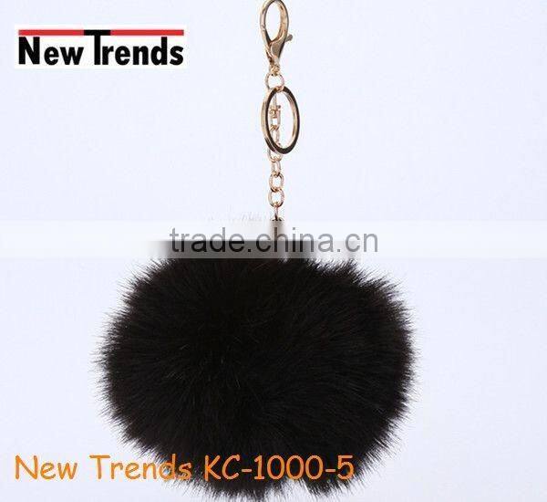Solid colors 12 cm rabbit fur ball key chain