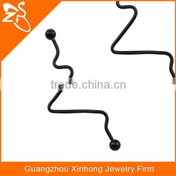 gold plated surgical steel square industrial barbell body piercing jewelry