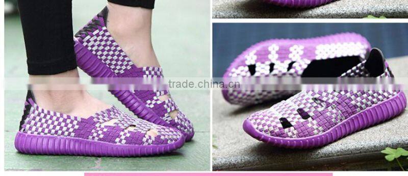 NEW MODEL FLAT ELASTIC SANDAL SHOES HANDMADE WOVEN WOMEN SANDAL SHOES