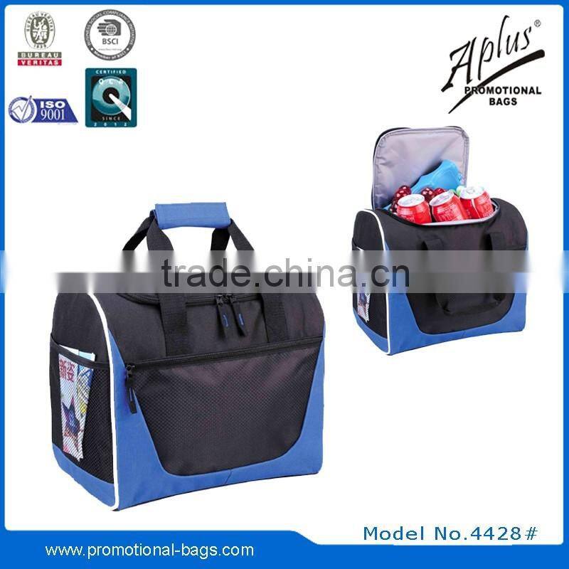 Fashion pure color PP woven tape padded handle cooler bag