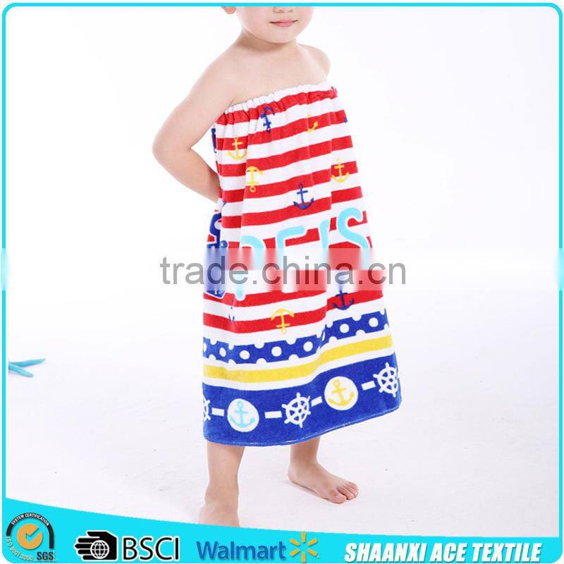 100% cotton velour printing kids beach skirt in towel fabric cartoon printed kids towel skirt for beach time
