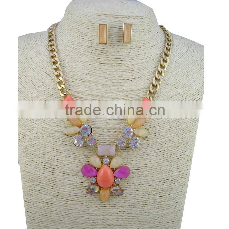 Latest design fashion stylish fake white stone jewelry set