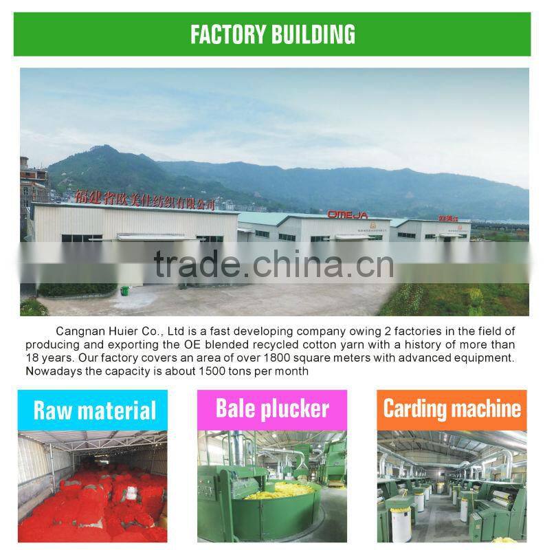 Open end recycled cotton carded yarn for pet toys