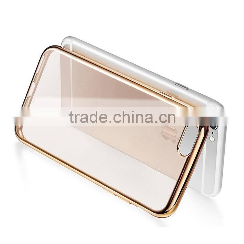 Manufacturer case for iphone 6 tpu case electroplate middle frame mirror case
