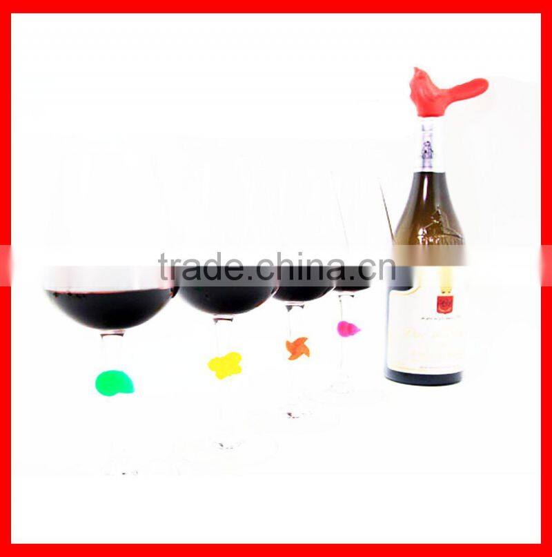 2014 best seller bubble Silicone Rubber Wine Glass Suction Charms