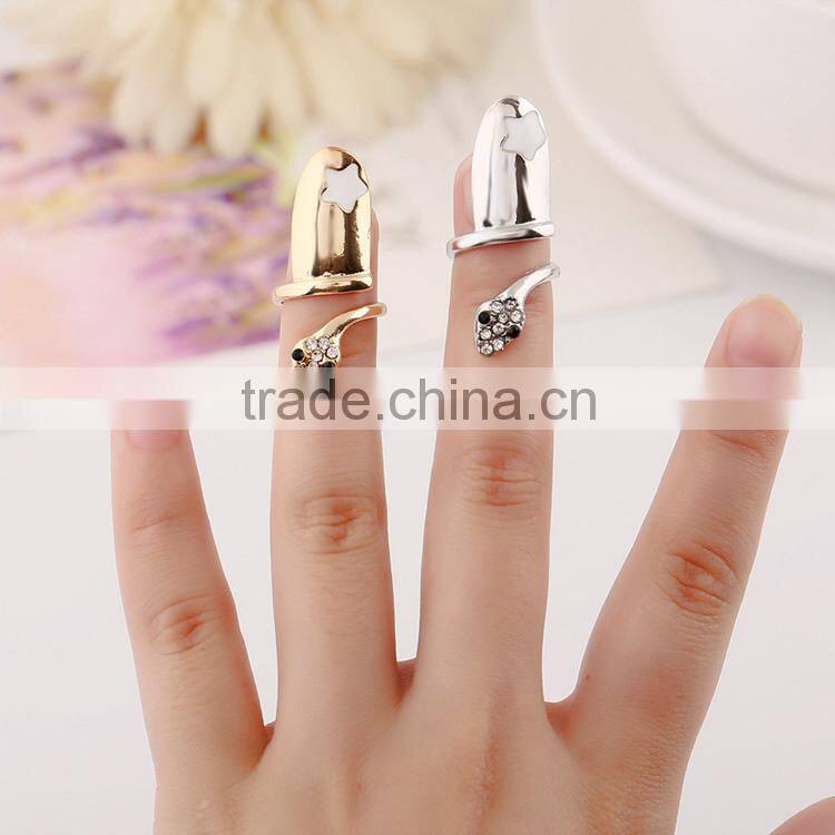 >>>2015 new hot sale women nails rings european style popular stylish crystal snake nail ring