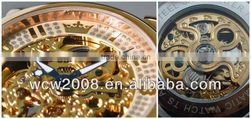 Satinless steel automatic custom design watch