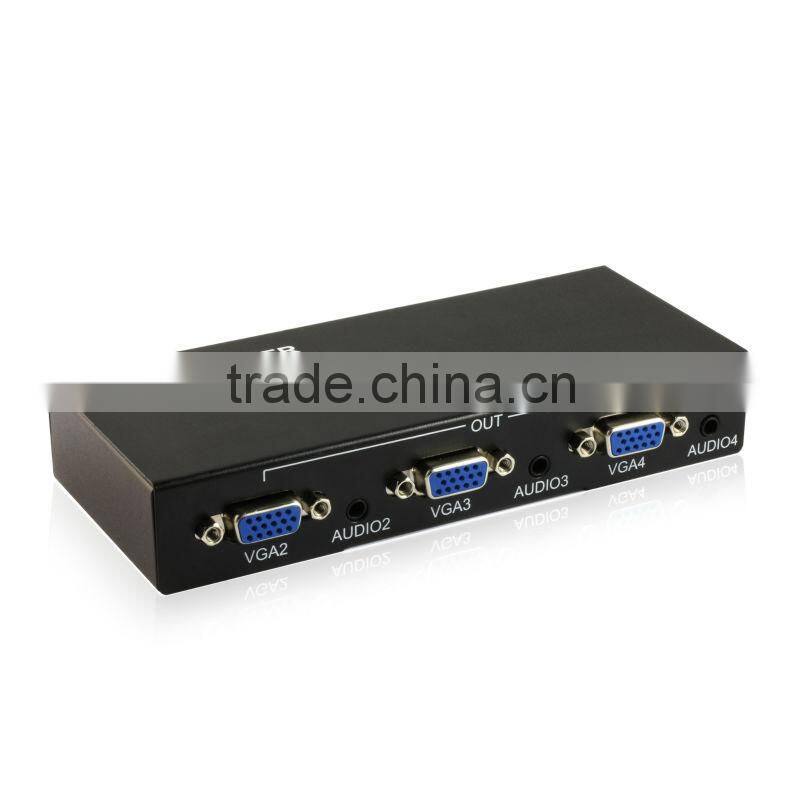 VGA Splitter 1x4 with audio Connects VGA Source to Four VGA Displays Simultaneously