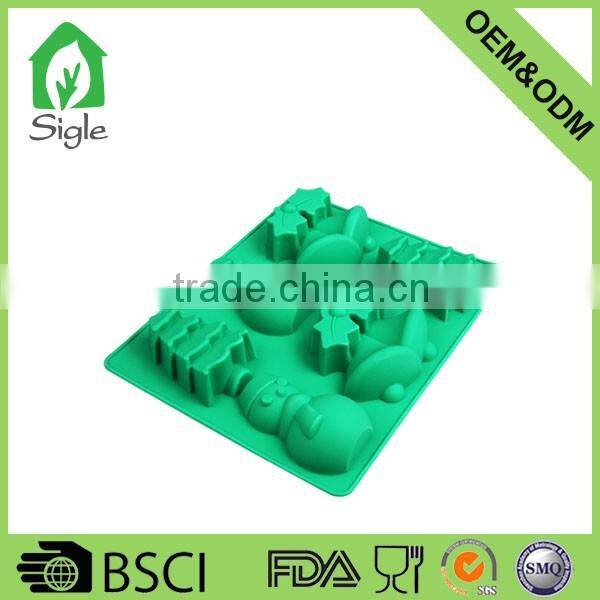 bpa free 6 holes christmas topic silicone cake molds muffin cup mould pan