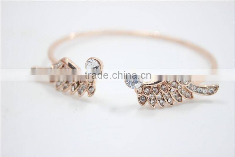 Cuff Ring Rose Gold Wave Pattern Bracelet White Crystal Rhinstone Wings Open Adjustable Cuff For Women For 2016New Intrend style