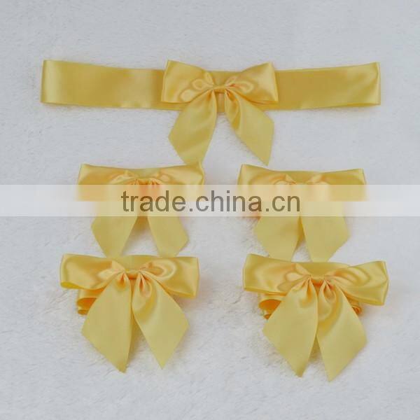 Custom Pre-tied satin ribbon bow with elastic Band for Gift Box