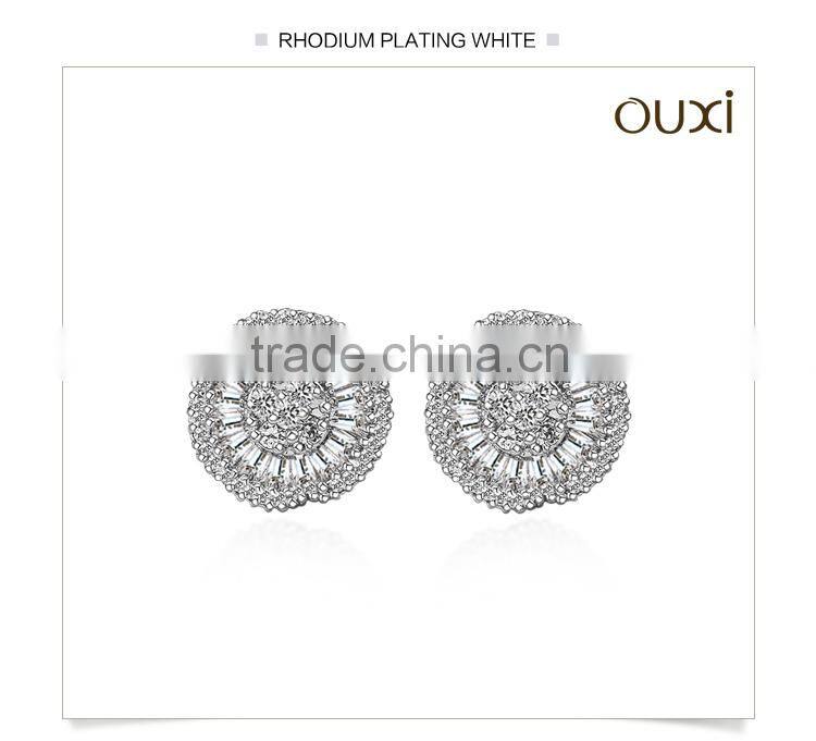OUXI New designs wholesale small gold earrings made with AAA zircon