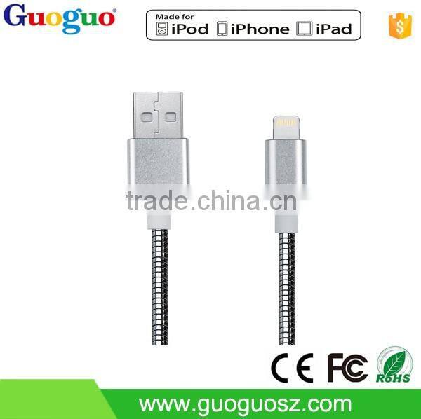 Factory price high speed MFI cable metal 8pin mfi data cable for iphone7