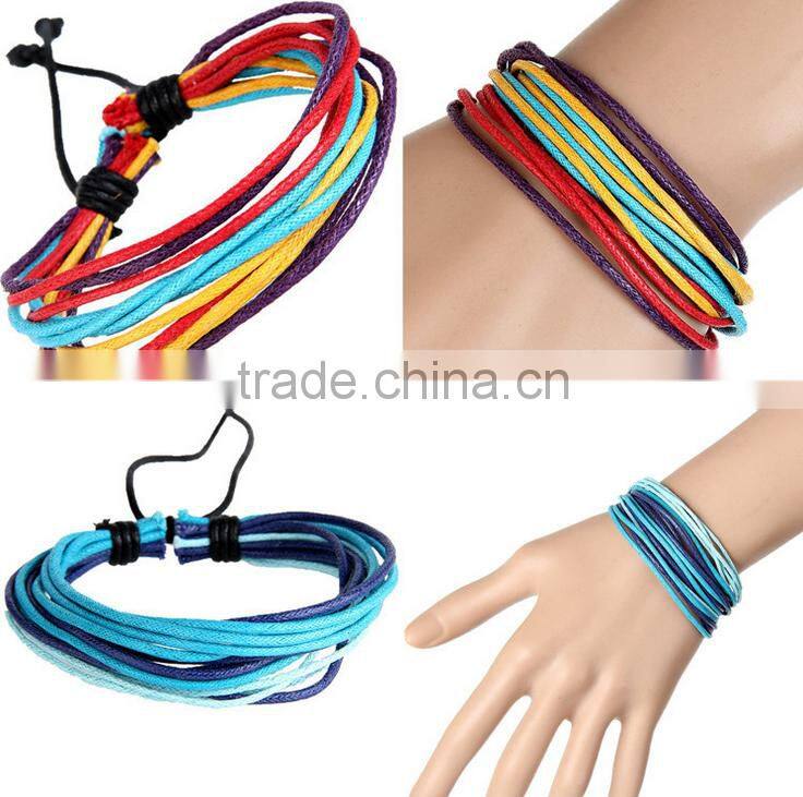 Fashion Cool Rock Wide Genuine Leather Wrap Skull Bracelet