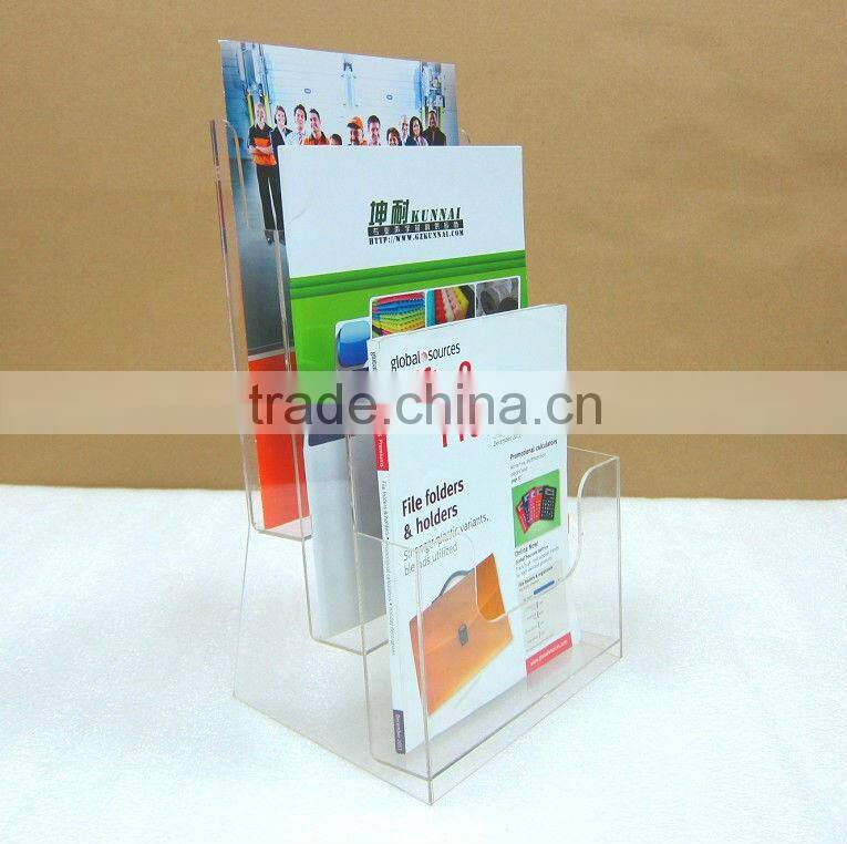 Clear A4 size desktop acrylic brochure holder double