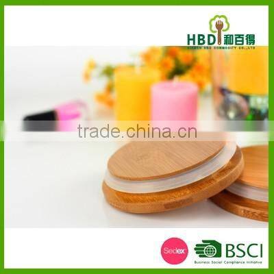 High quality bamboo lid for candle jar with silicone ring wholesale