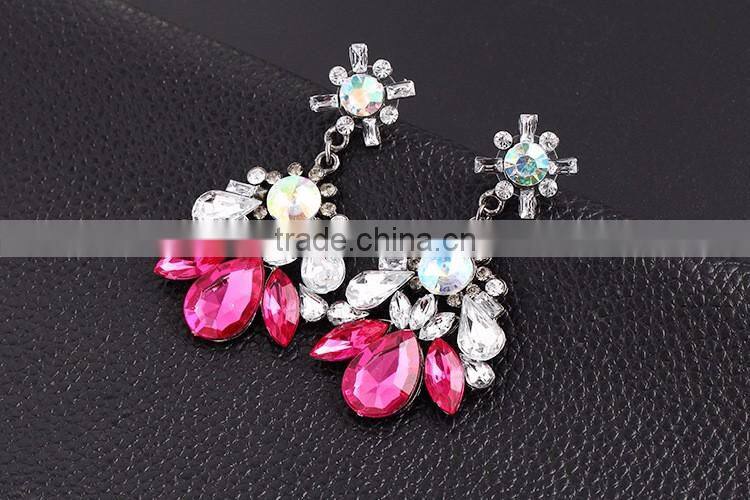 newest designs promotion multi color rhinestone water drop fancy earrings for party girl