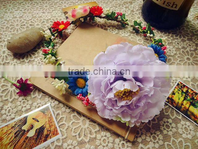 Artificial Hawaii Flower Bridal Party Woman Girls Flower Wreath Hair Accessory