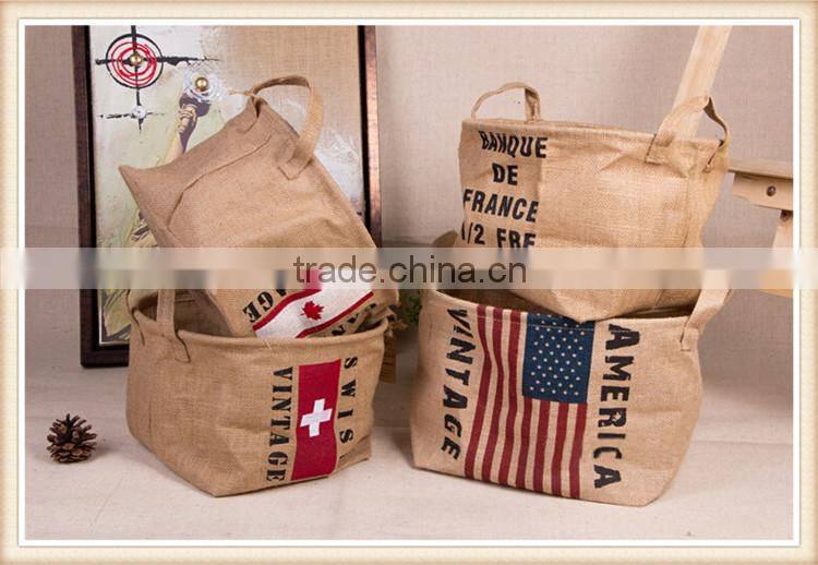 imitated linen storage basket/jute nonwoven laundry basket