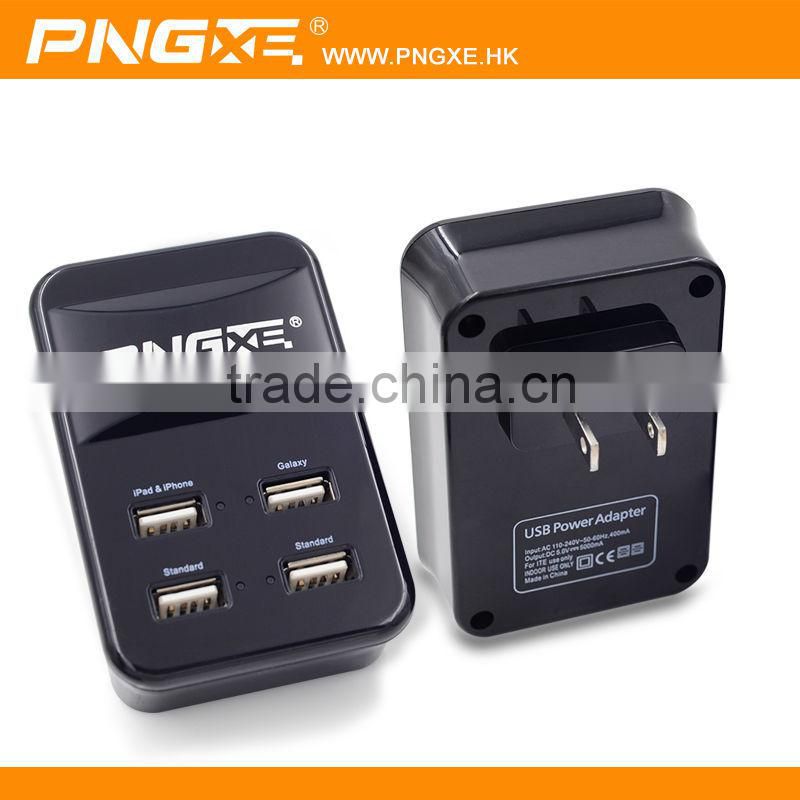 wholesale PNGXE branded 5V 5A 4 port usb charger, portable mobile phone charger