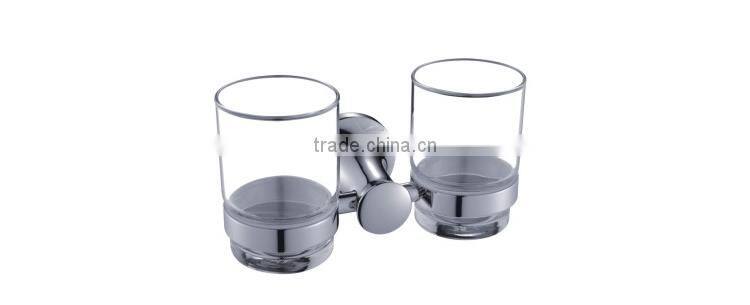 clear glass double cups wall fittings sanitary ware zinc alloy cup holder