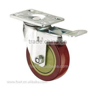 Single Bearing Swivel PVC Screw Industrial Casters With Brake