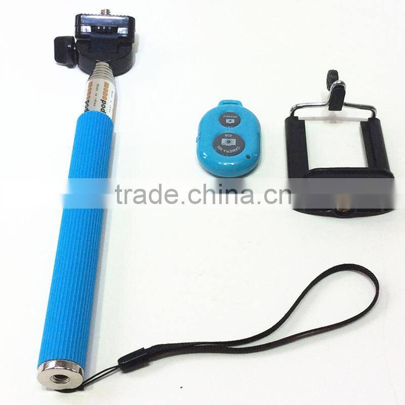 2015 Factory direct wholesale mobile accessory wireless bluetooth Aluminum Material Fashion selfie stick